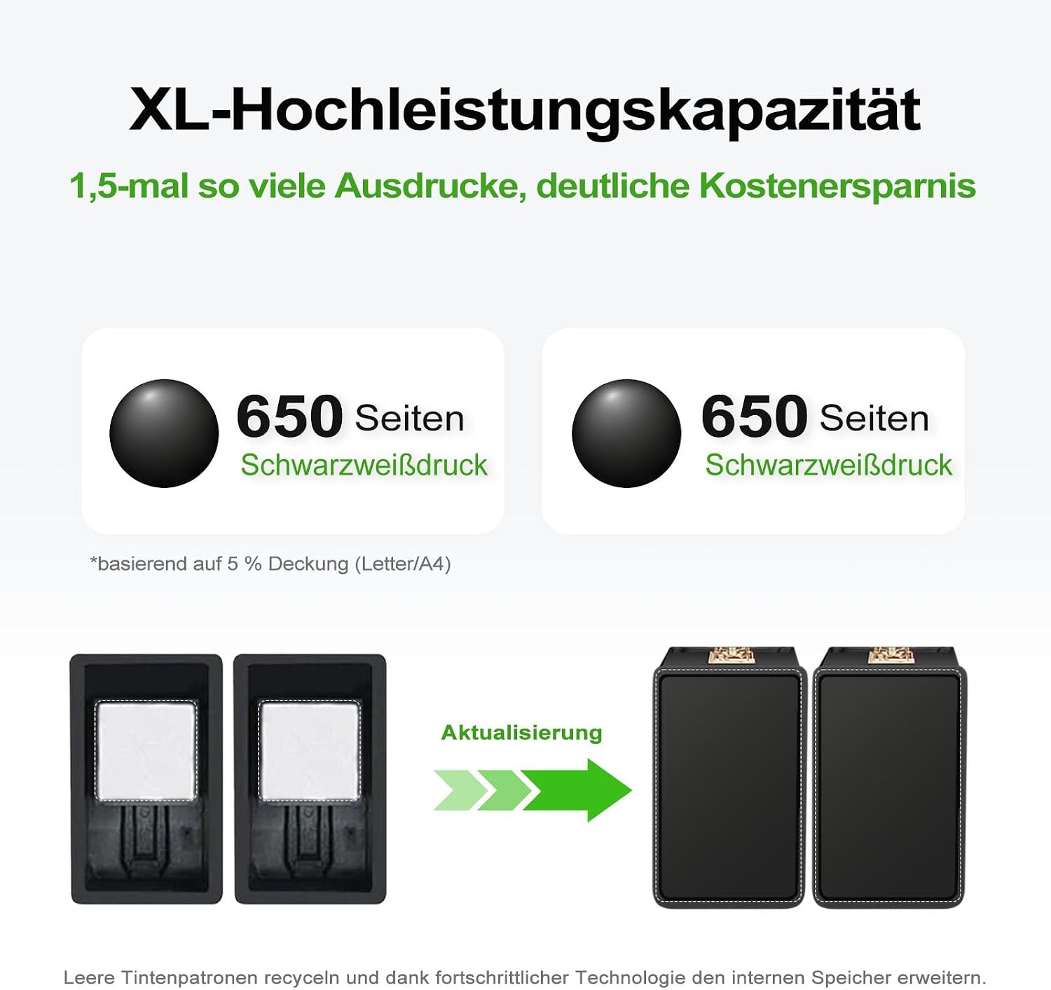 Detalle de ANKINK 302XL Druckerpatronen Schwarz – 2er-Pack für HP-Modelle (XL)