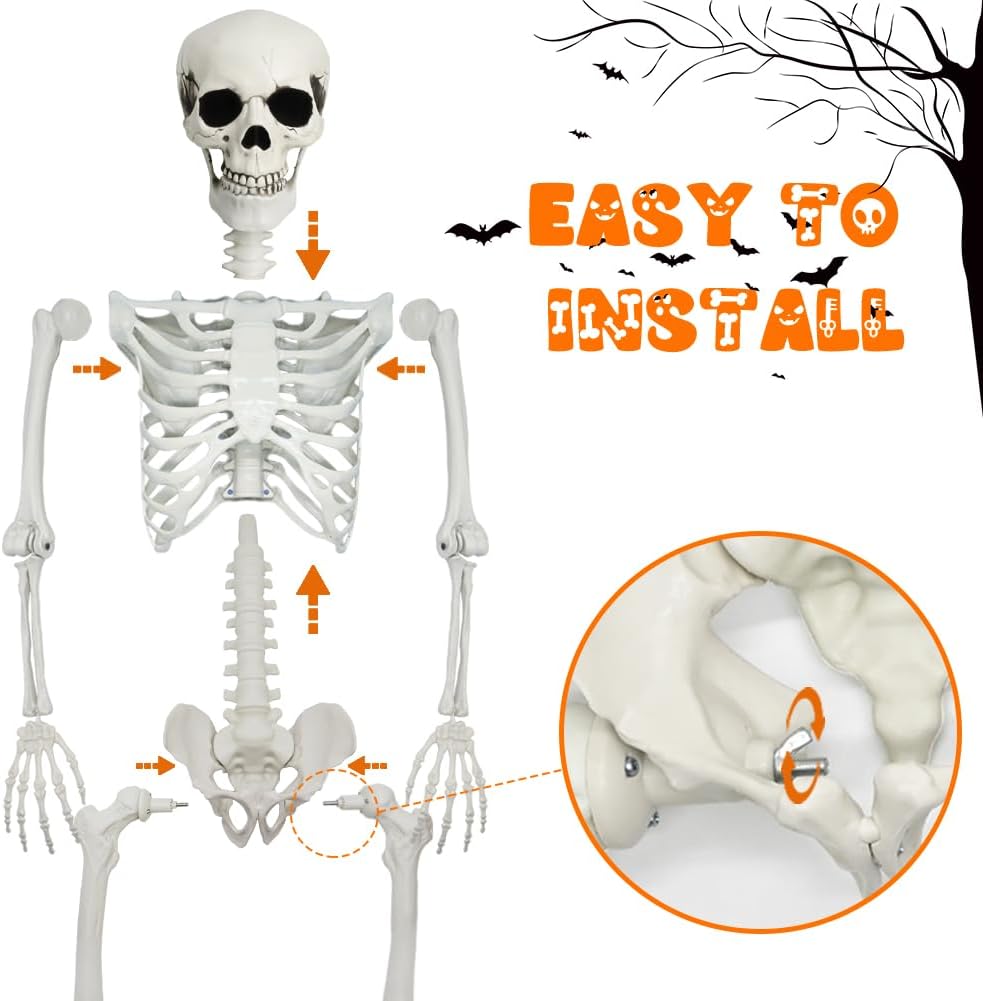 Detalle de CAMIRUS LR-WSJ-GJ 5.4 ft Posable Halloween Skeleton with Dog and Cat