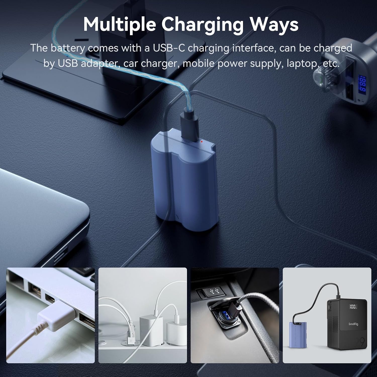 Detalle de SMALLRIG 2400 mAh Akku für Fujifilm NP-W235 (USB‑C, 2,5 h Schnellladung) – passend u. a. für X‑T5/X‑T4/X‑H2S/X‑H2/GFX 100S