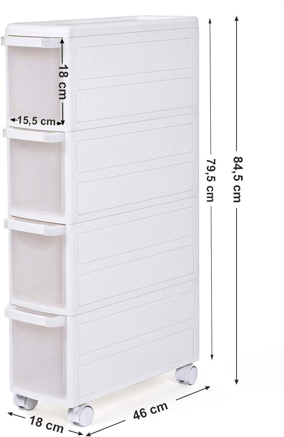 Thumbnail 5 de SONGMICS carrello da bagno/mensola da cucina bianco con 4 livelli, dimensioni 18 x 84,5 x 46 cm