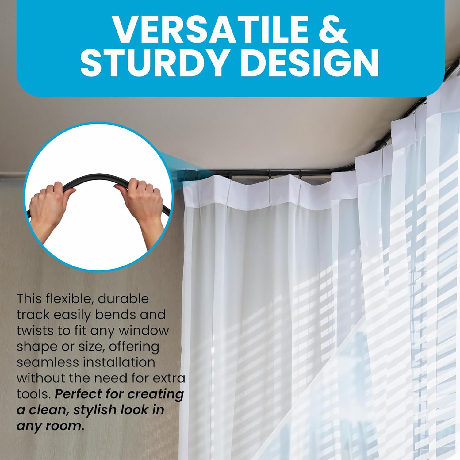 Thumbnail 1 de Ceiling Curtain Track 5M Flexible White Rail 🛠