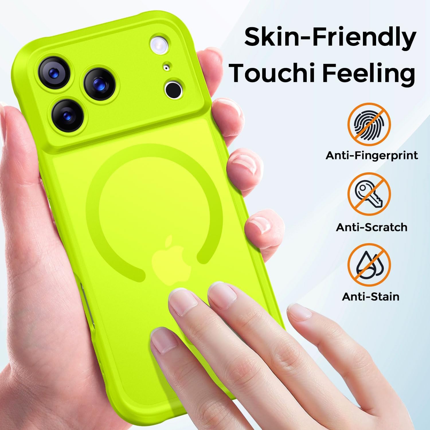 Detalle de Thomo Magnetic Case for iPhone 17 Pro Max (Fluorescent Green) with Full Camera Protection and MagSafe Compatibility