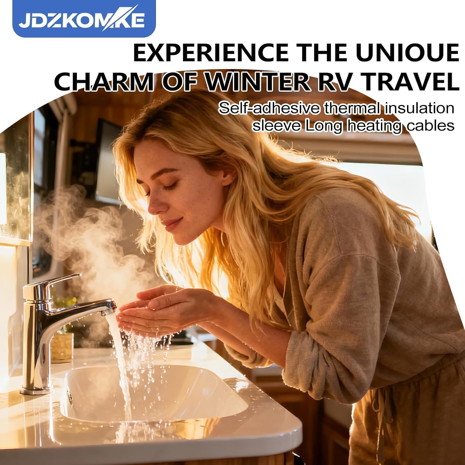 Detalle de JDZKOMKE 30FT Heated RV Water Hose, Lead-Free with PVC and Brass Fittings
