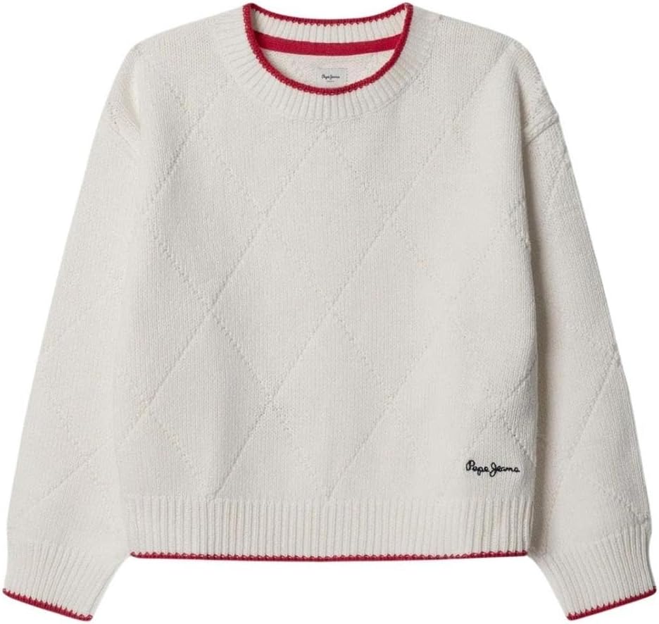 Detalle de Pepe Jeans Florence Maglieria Bambine e Ragazze – maglia girocollo in cotone con motivo diamante