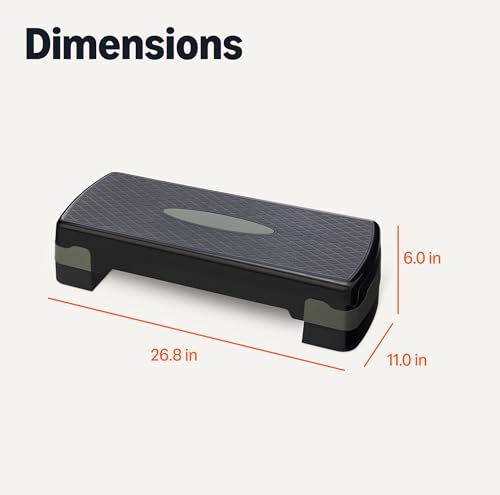 Detalle de Amazon Basics Plateforme de Step Aérobique ajustable – Stepper d’exercice pour la maison, 68,58 cm, Noir/Gris