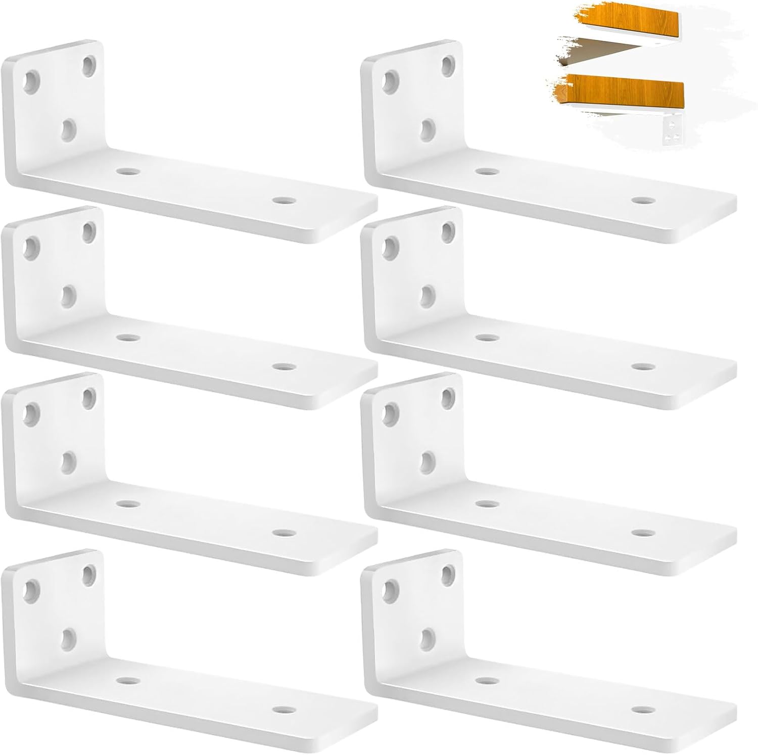 Detalle de YFCVIP Heavy Duty Floating Shelf Brackets 6 Inch – 8 Pack (White)