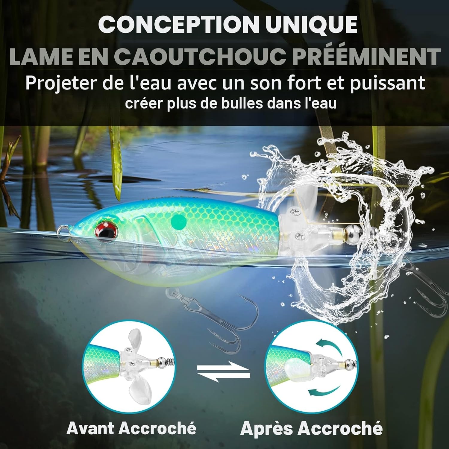 Thumbnail 3 de TRUSCEND Easy Catch Popobait avec Hameçon BKK — Leurre de surface équilibré pour brochet, perche, truites et plus