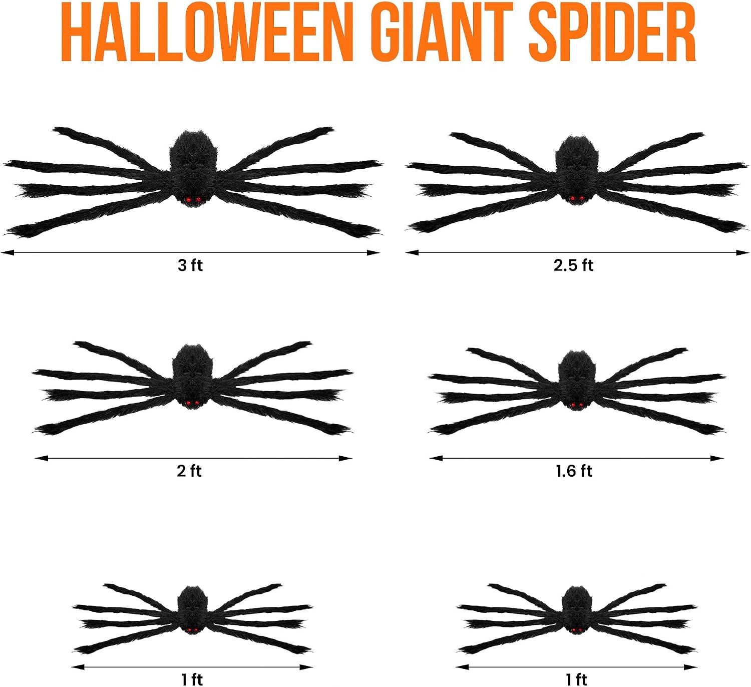 Detalle 1 de Nirohee 5MZZ000410 Halloween Spider Decorations, 6-Pack with Bendable Legs