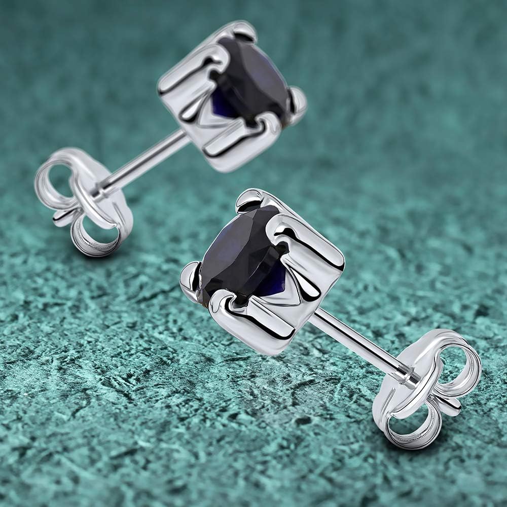 Detalle de MIORE Boucles d'Oreilles Femme en Or Blanc et Or Jaune 9 Carats 375 avec Pierres Précieuses – Rubis / Émeraude / Saphir / Zircone