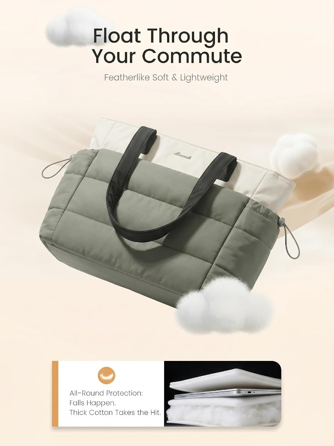 Thumbnail 3 de LOVEVOOK Women's Tote Bag, Lightweight Puffer Shoulder Handbag
