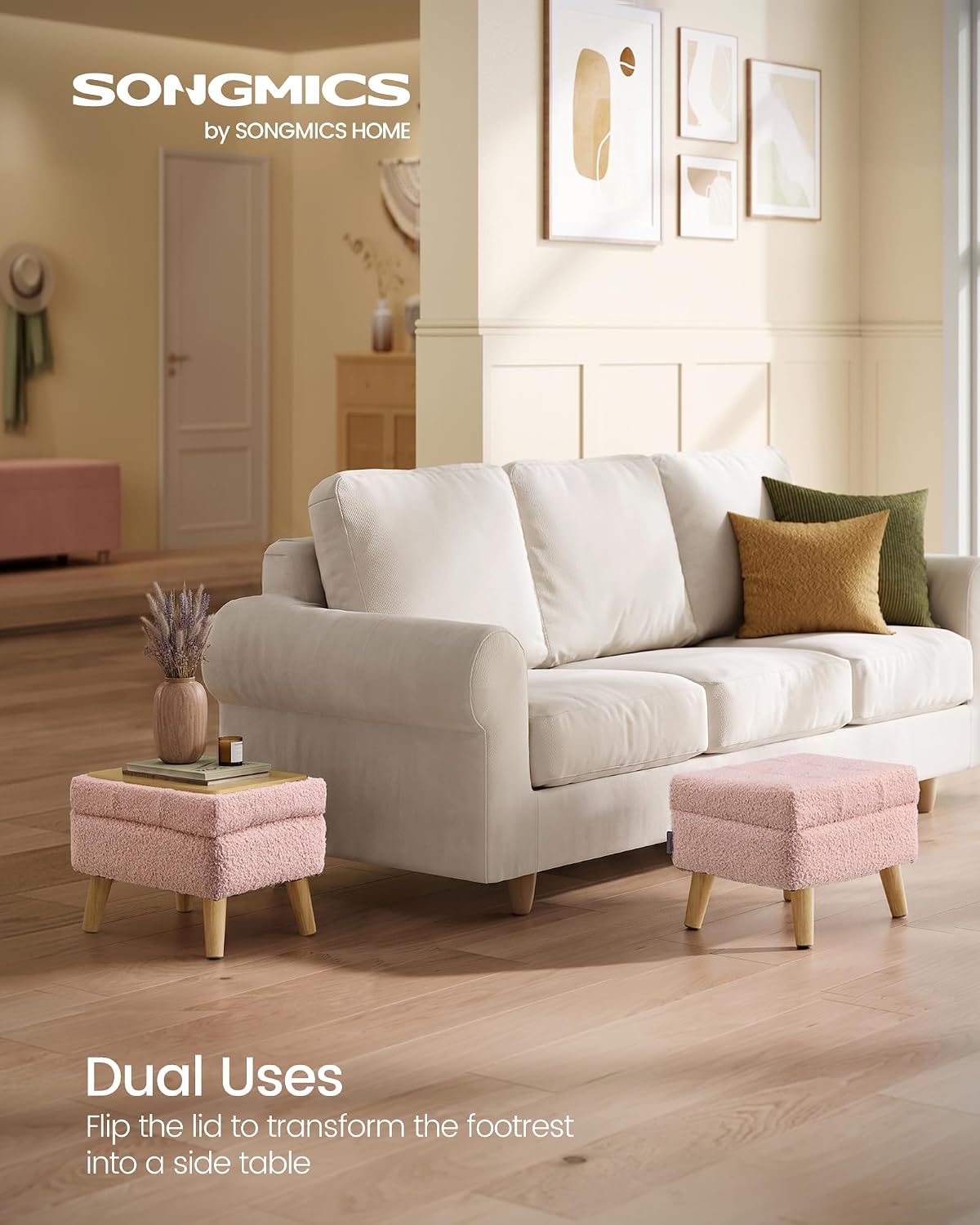 Detalle de SONGMICS Footstool Ottoman, 15.7 Inches