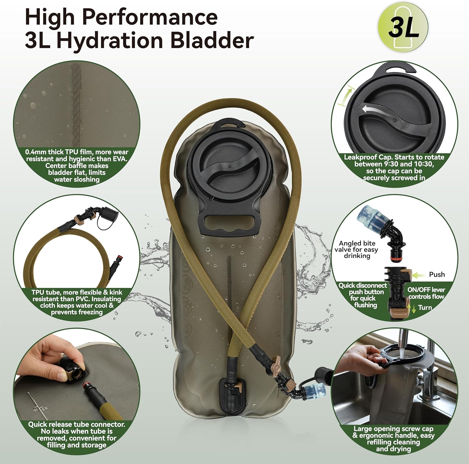 Thumbnail 5 de MARCHWAY Tactical Molle Hydration Pack Backpack: 3L TPU Bladder for Active Outdoor Use