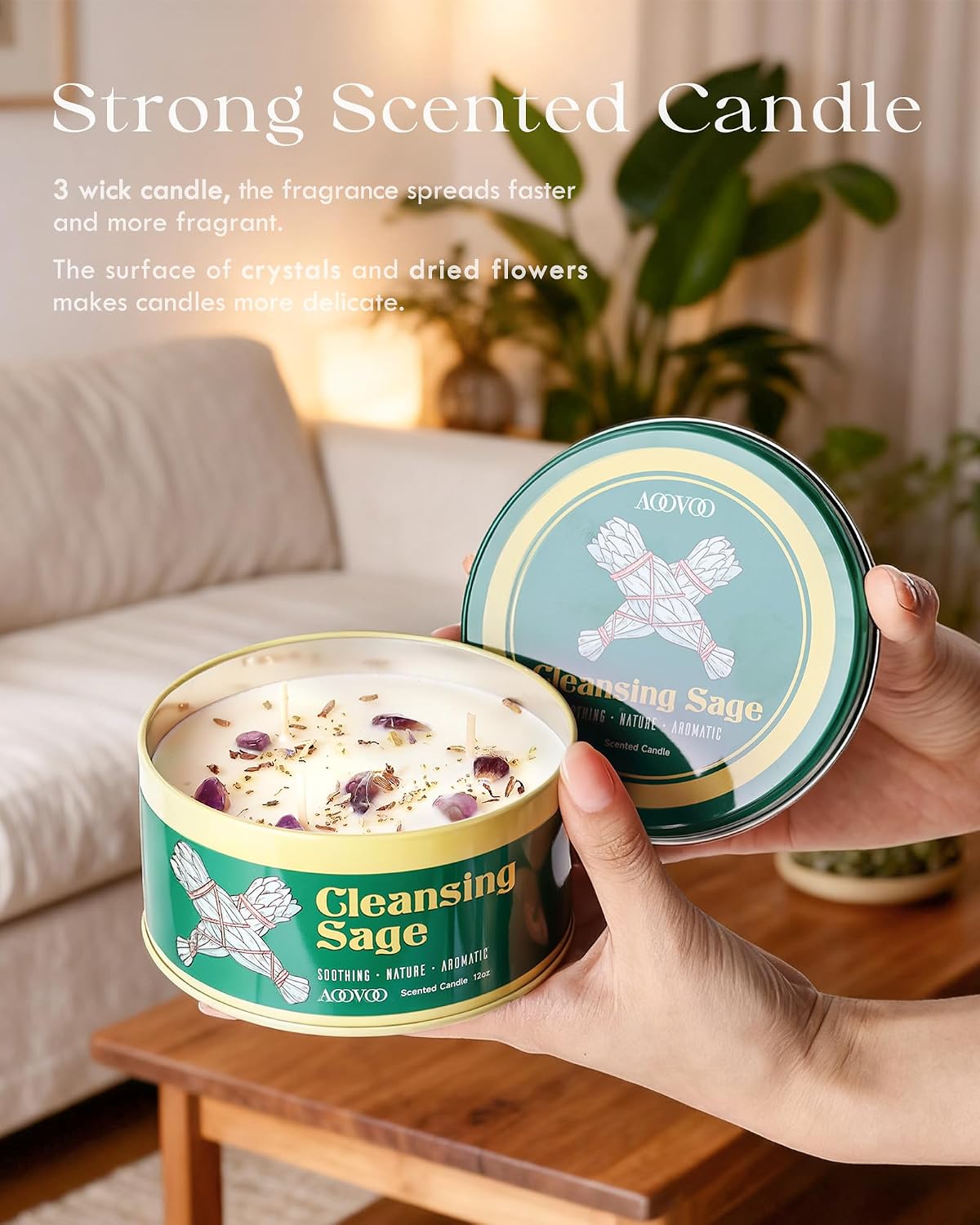 Detalle 2 de AOOVOO Sage Candle, 12oz ⚰