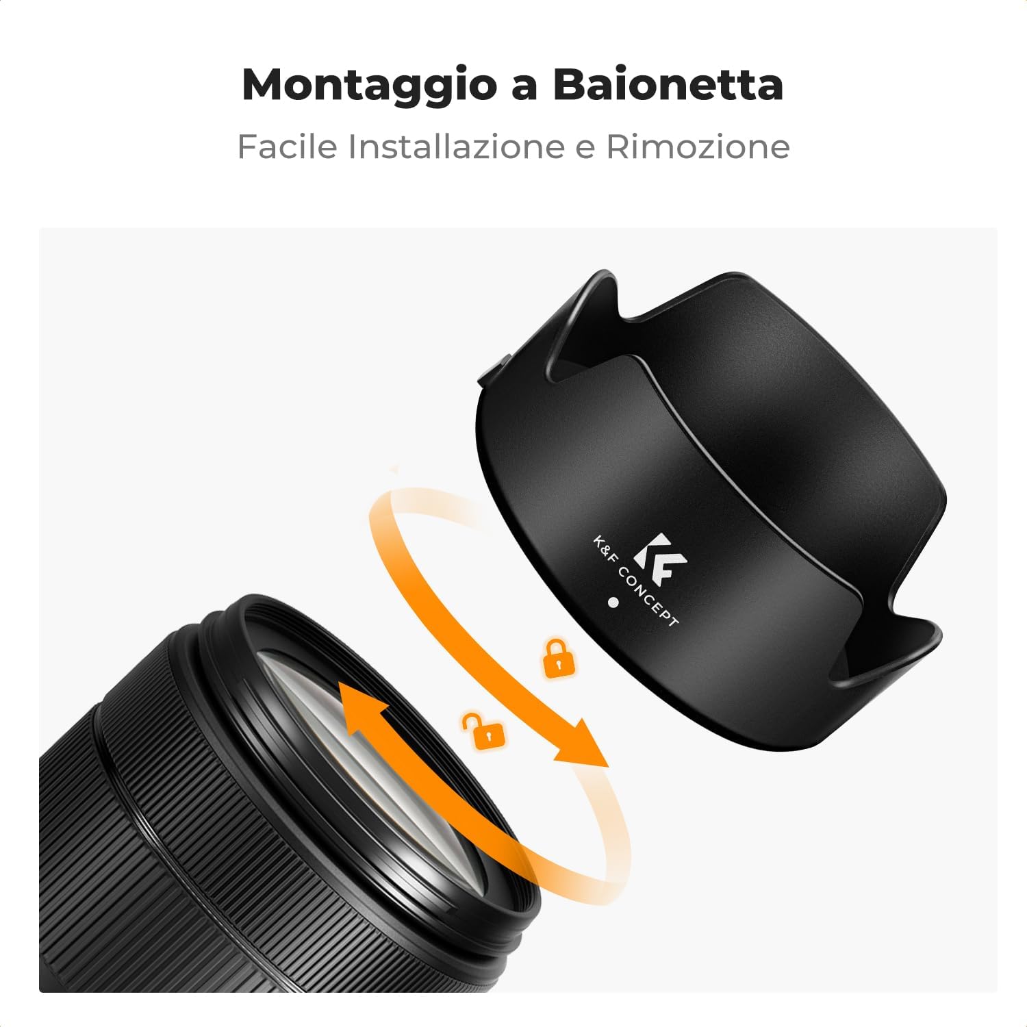 Detalle de K&F Concept EW73D paraluce a baionetta reversibile per obiettivi