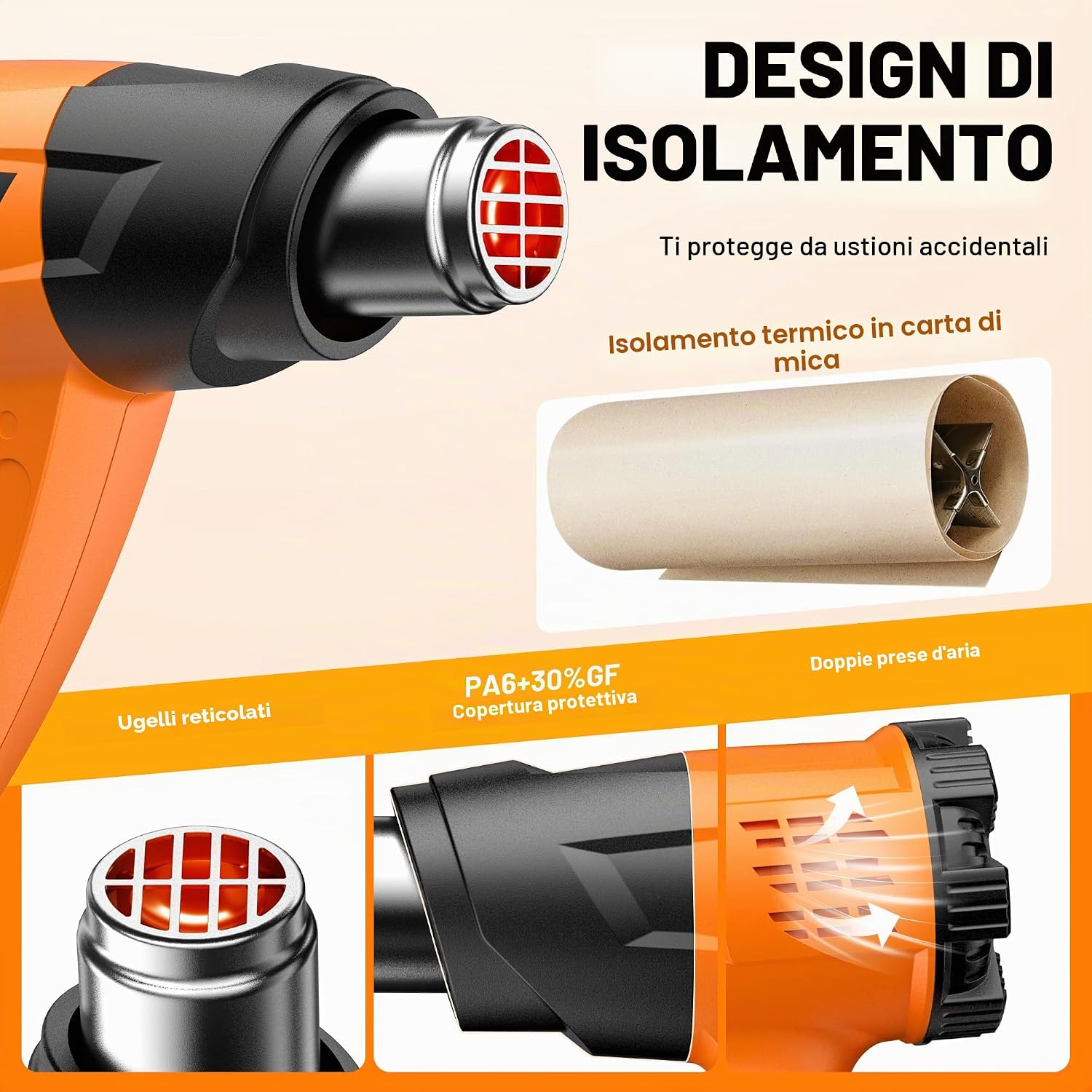 Thumbnail 3 de Pistola Termica SEEKONE 2000W: aria calda professionale 60–600°C con 7 accessori