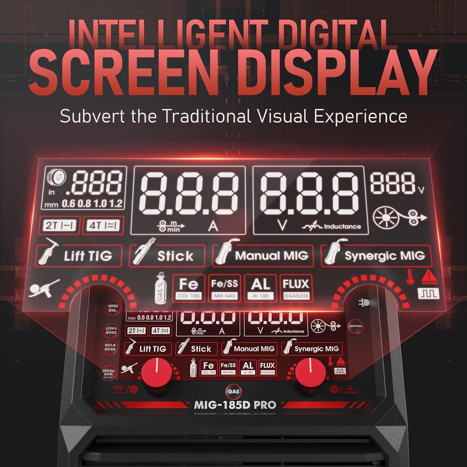 Thumbnail 1 de YESWELDER 185A saldatrice MIG/MAG 6 in 1 multiprocesso con display digitale e controllo sinergico