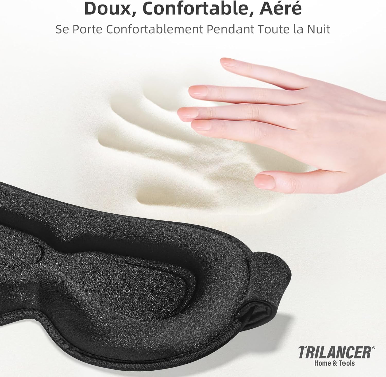 Detalle de Masque de nuit Innovant 2026 Trilancer : bandeau de sommeil avec blocage de la lumière
