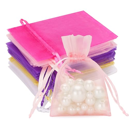 G2PLUS 50PCS Sacs Organza – Sachets colorés 7 x 9 cm, idéal pour bijoux et cadeaux