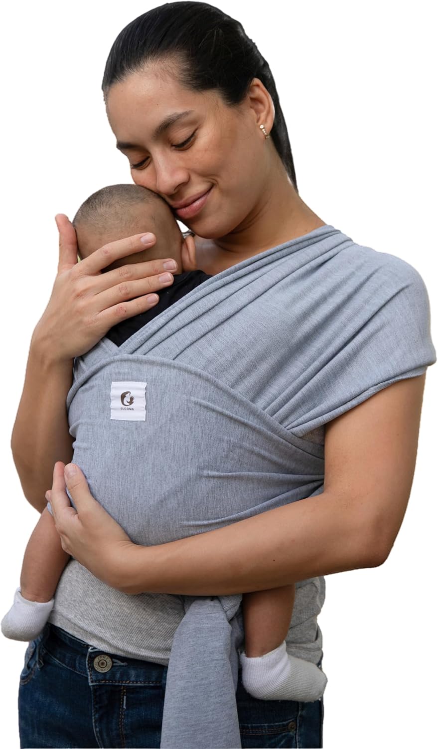 Detalle de ELDOMA Baby Wrap Carrier (Classic Grey) – Lightweight, breathable hands-free baby sling