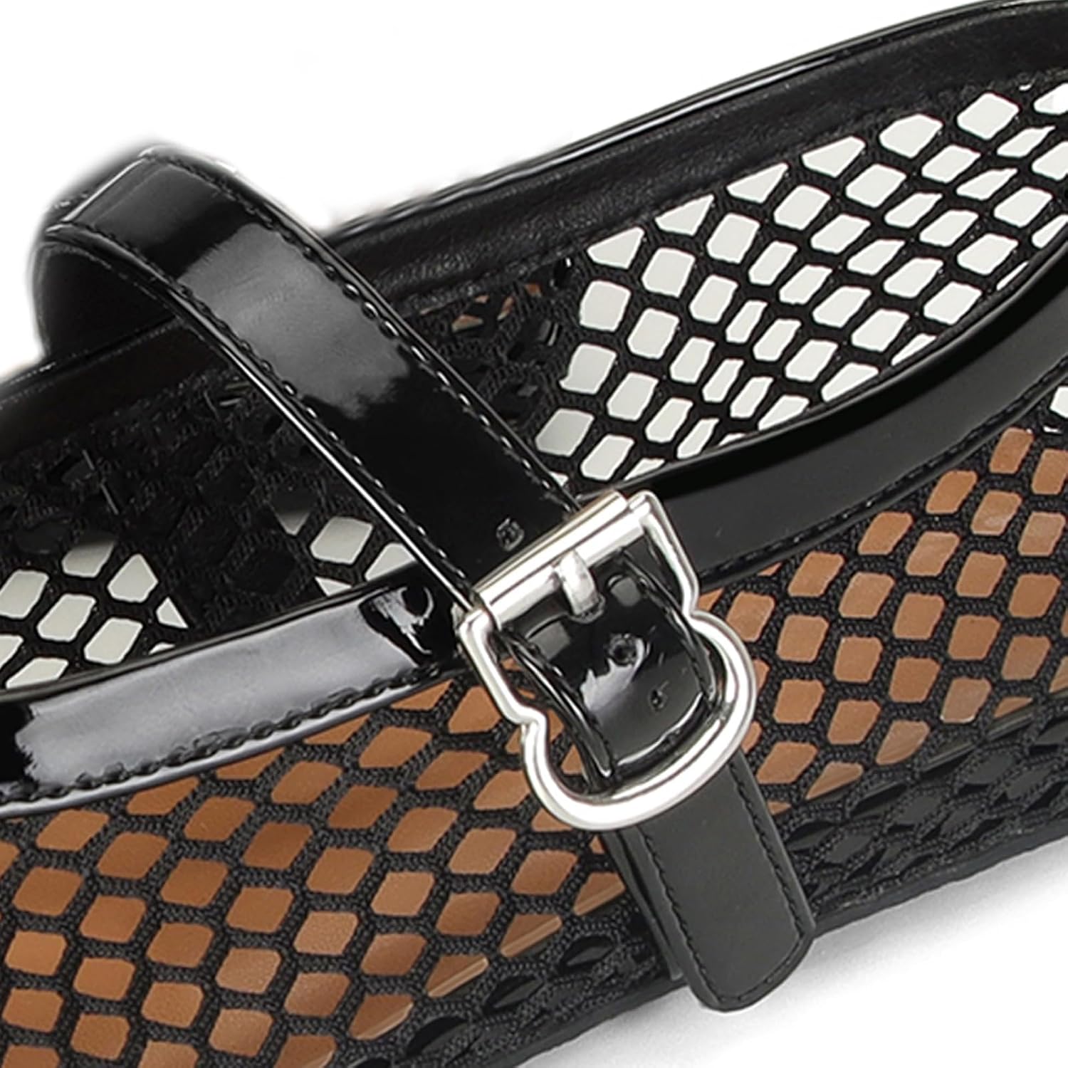 Detalle de DOEYG Mesh Ballet Flats for Women with Buckle Strap