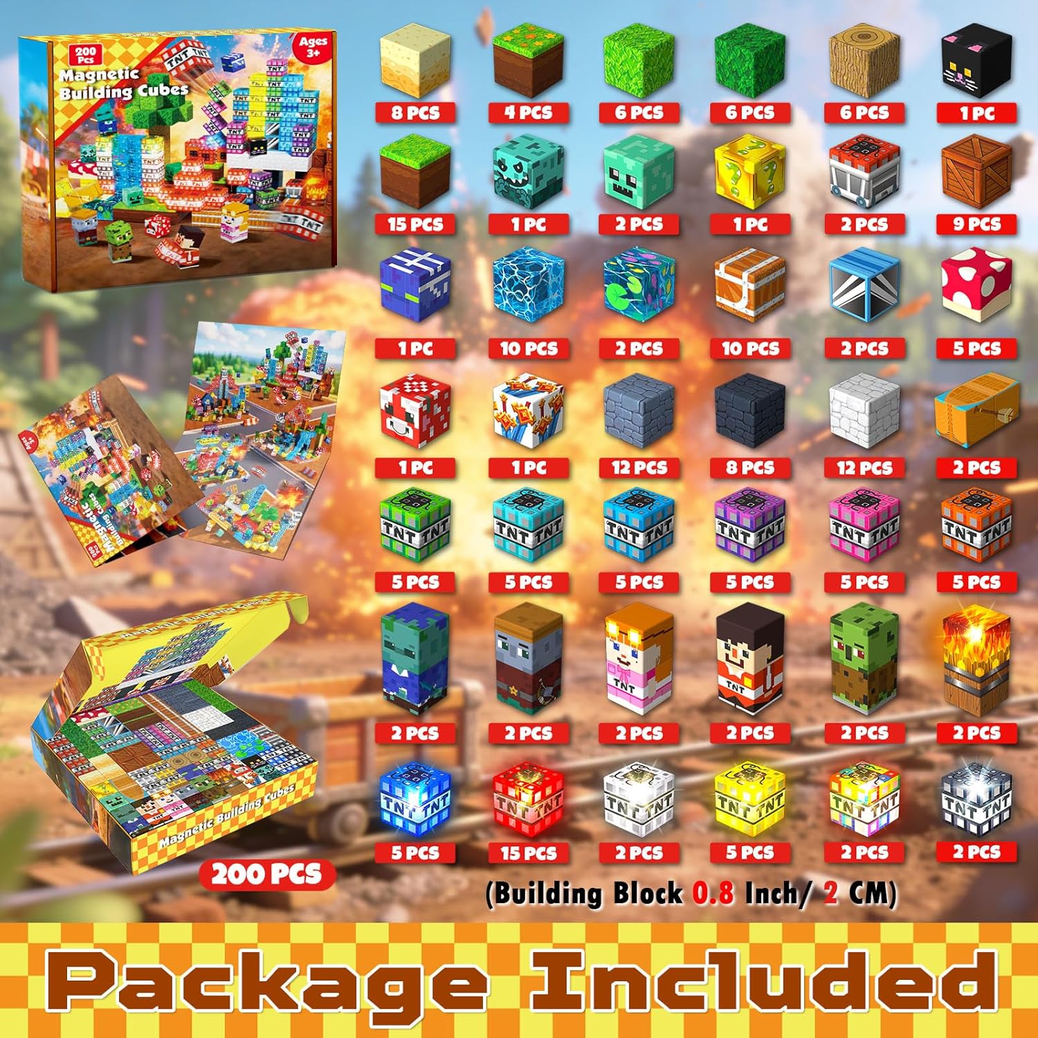 Thumbnail 1 de Magnetopia Magnetic Building Blocks - 200PCS Colour Burst Flashing Cubes