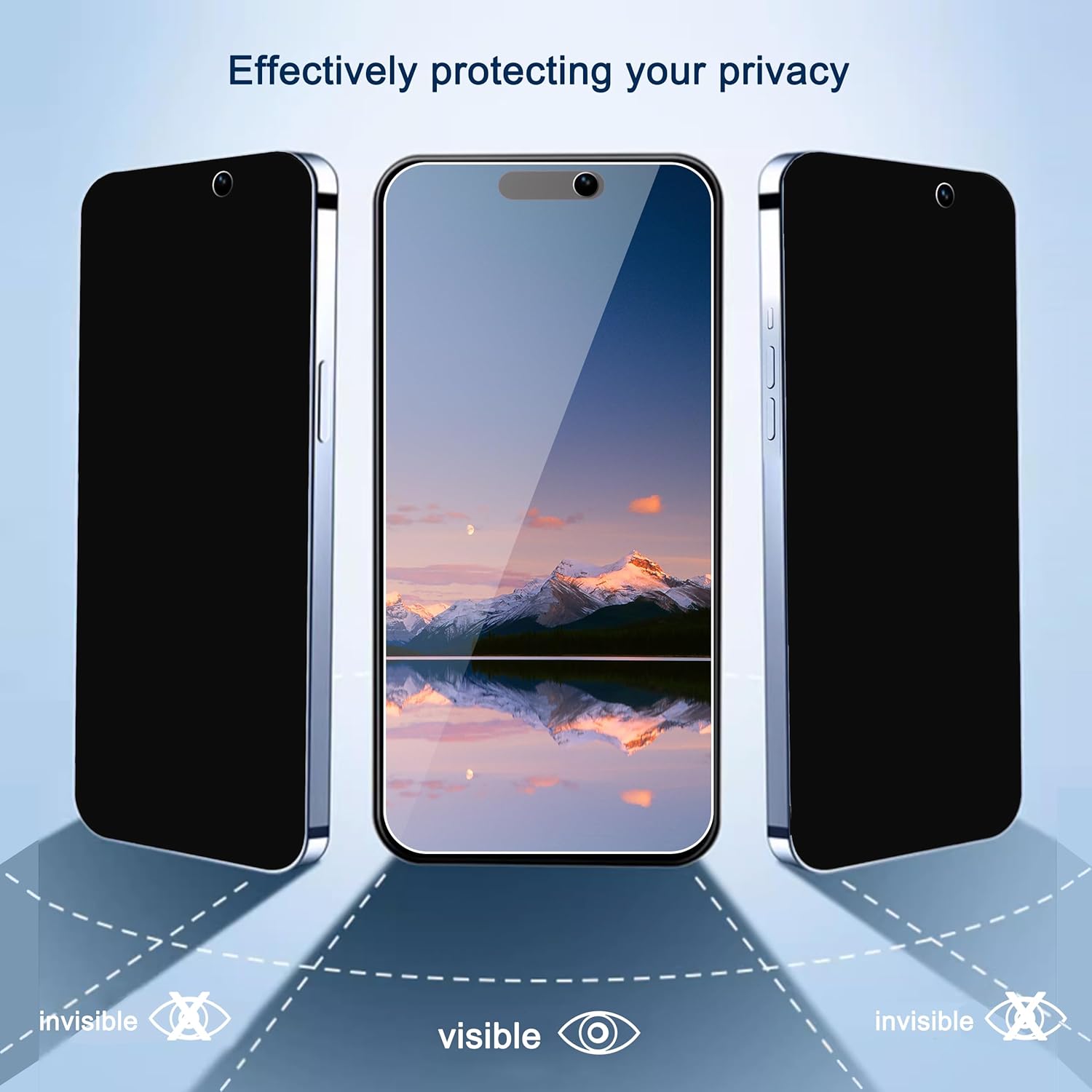 Detalle 2 de Ailun 3Pack Privacy Screen Protector for iPhone 15 Pro Max 6.7"