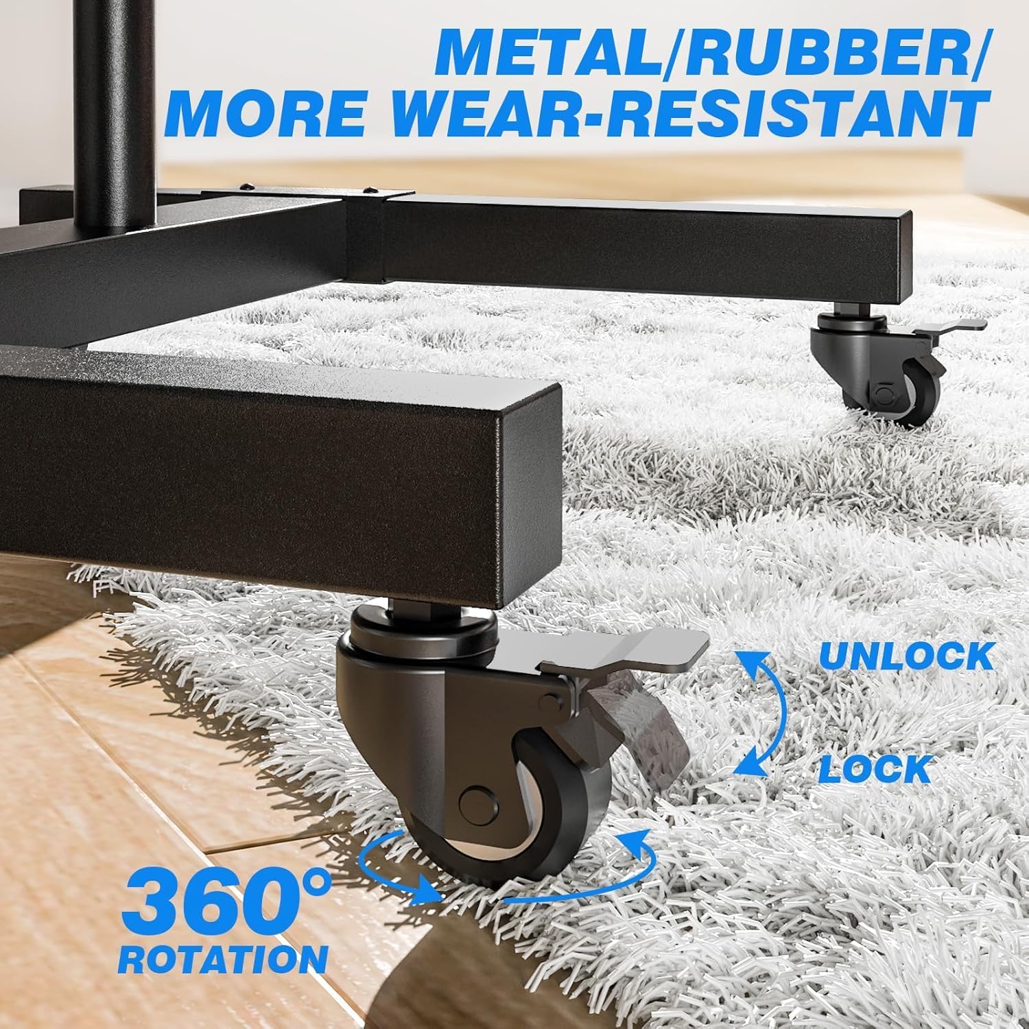 Thumbnail 4 de RFIVER Tall Mobile TV Stand on Wheels (131–181cm), Height Adjustable & Tiltable for 32–80 inch TVs