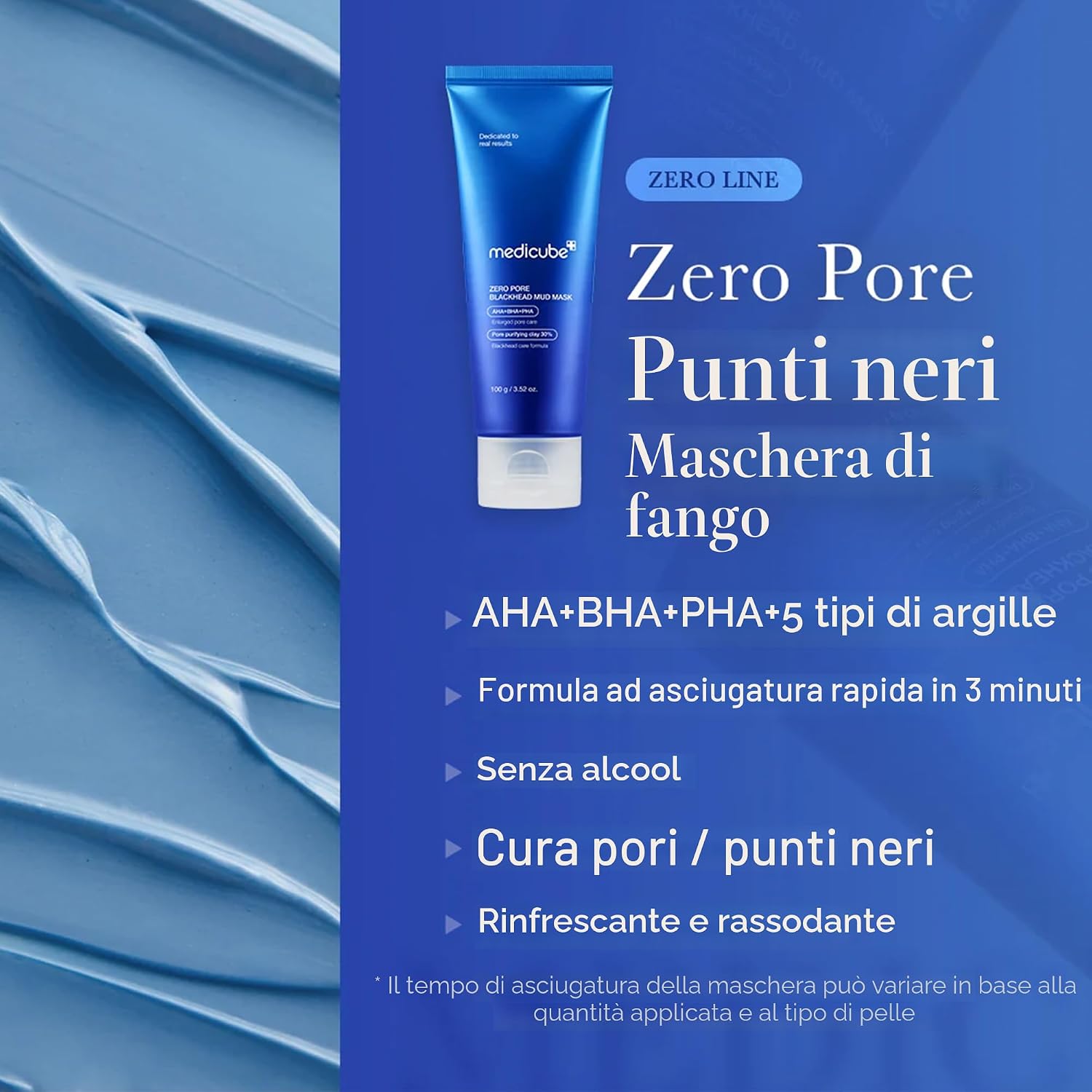 Detalle de medicube Zero Pore Blackhead Mud Facial Mask — maschera argilla per pori puliti e pelle equlibrata