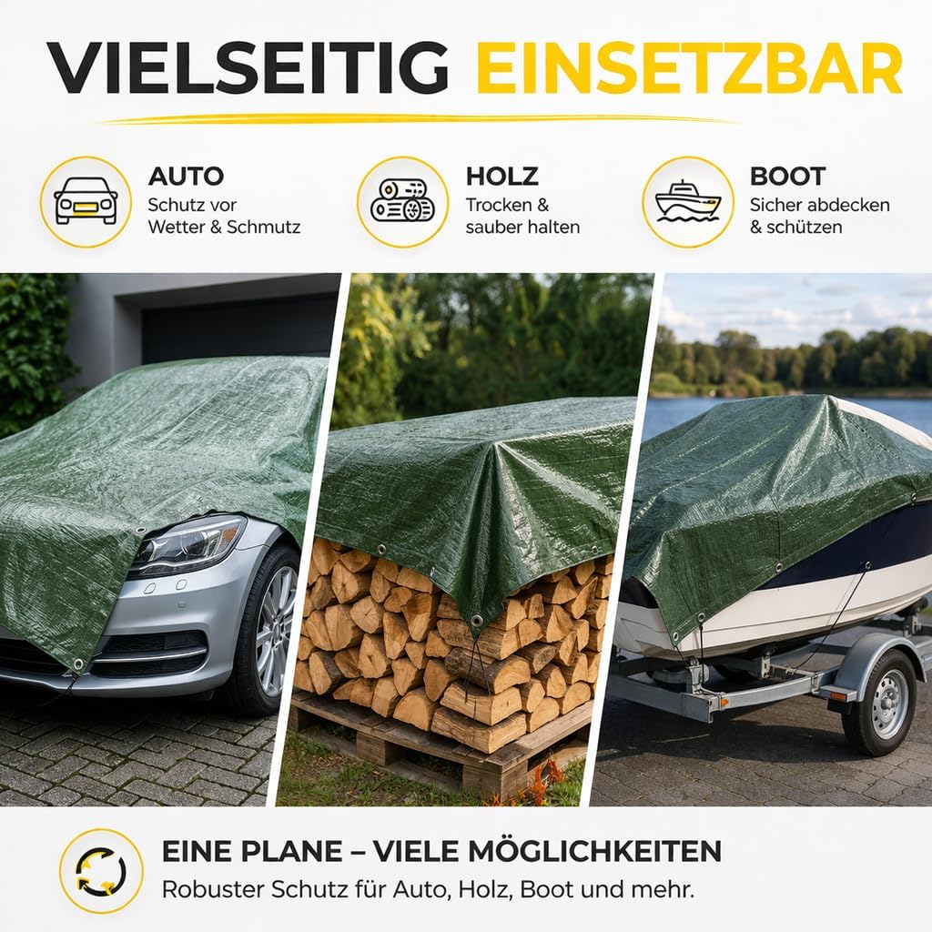 Thumbnail 5 de Telone di copertura toolmate 2 x 2 m verde con occhielli, impermeabile 200 g/m²