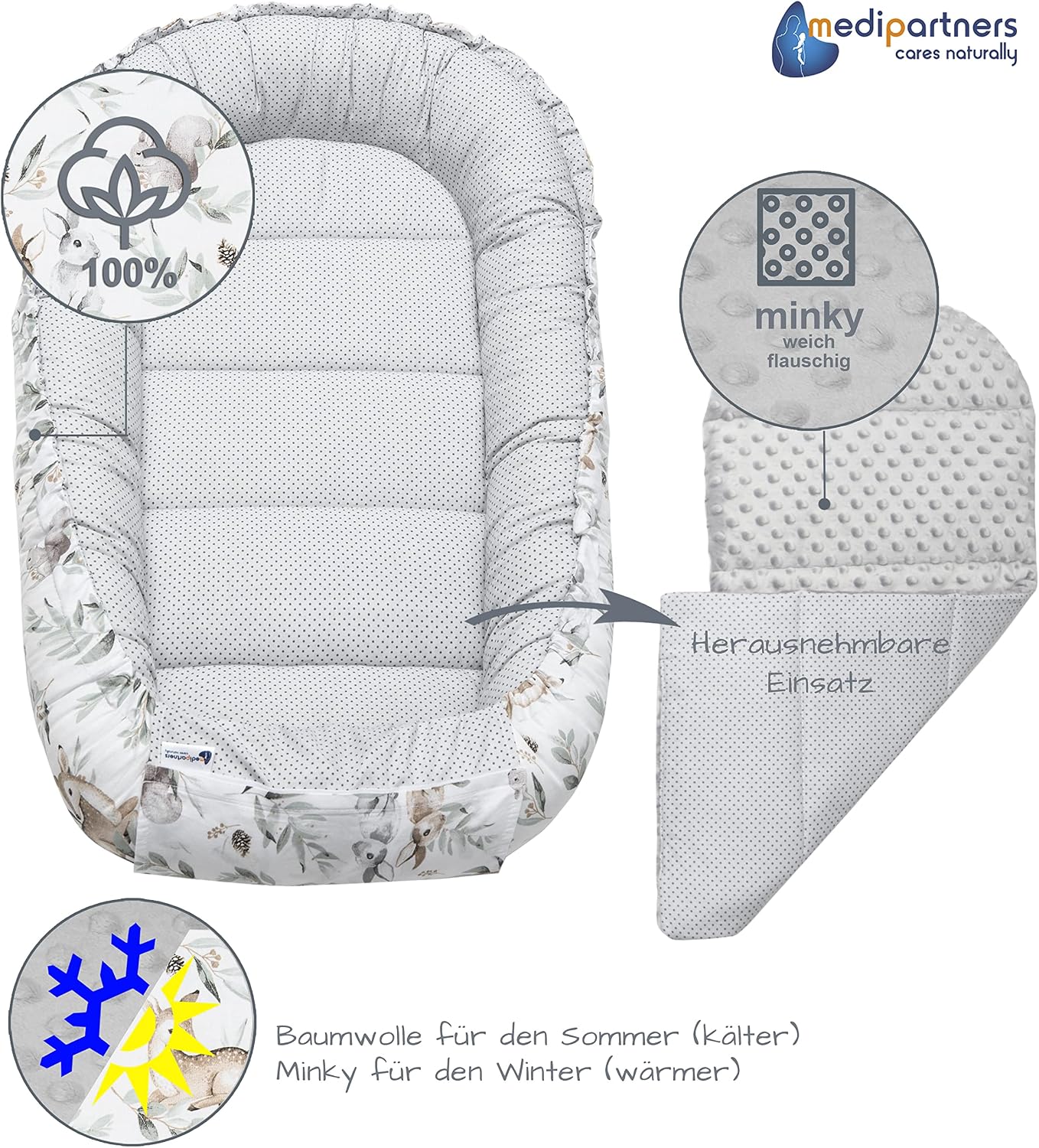 Thumbnail 5 de Medi Partners Babynest Nestchen 100% Baumwolle 5-teilig