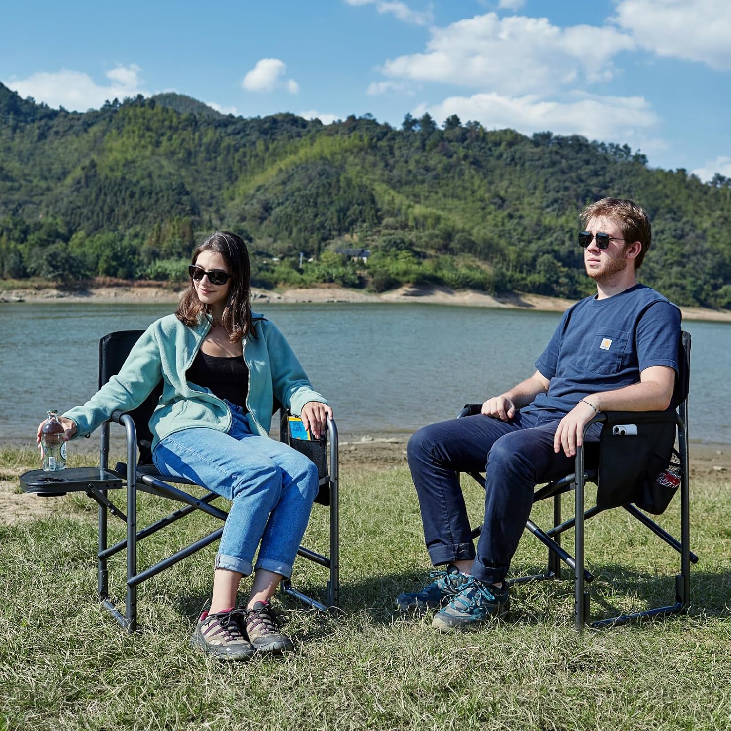 Thumbnail 1 de TIMBER RIDGE 2er Campingstuhl faltbar ultraleicht (3,3 kg) mit Seitentisch für Camping, Angeln & Strand