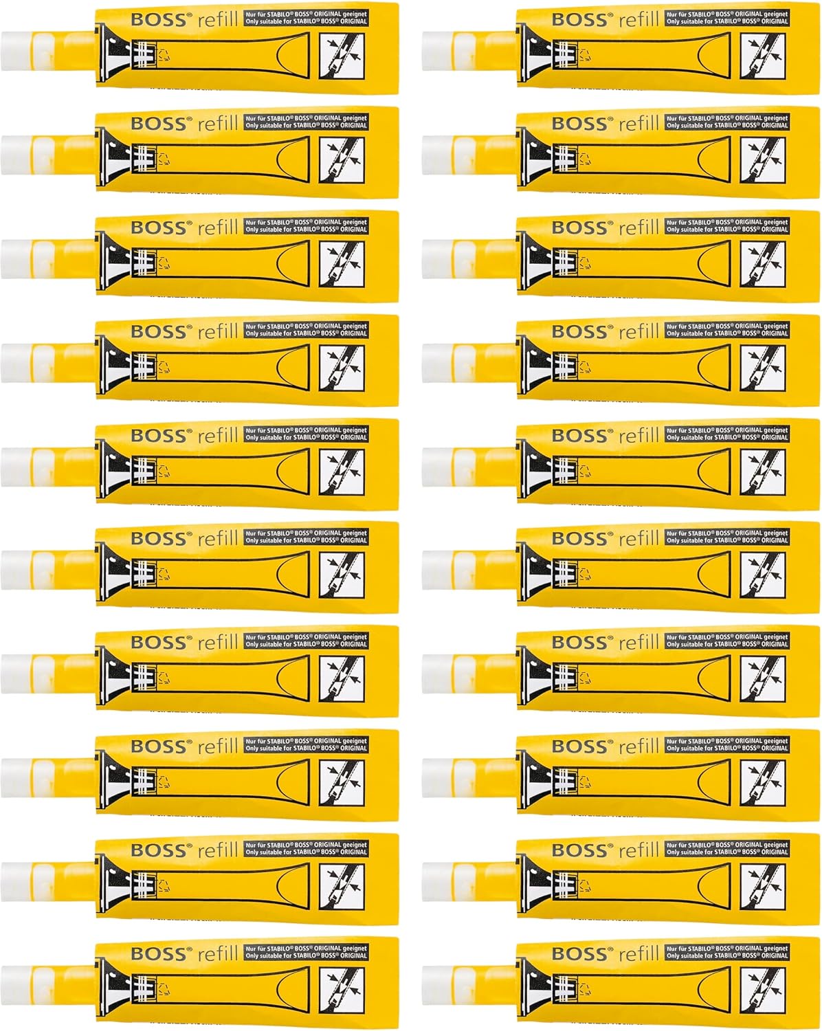STABILO BOSS ORIGINAL Refill - Ricarica per Evidenziatore (Giallo) – Confezione da 20