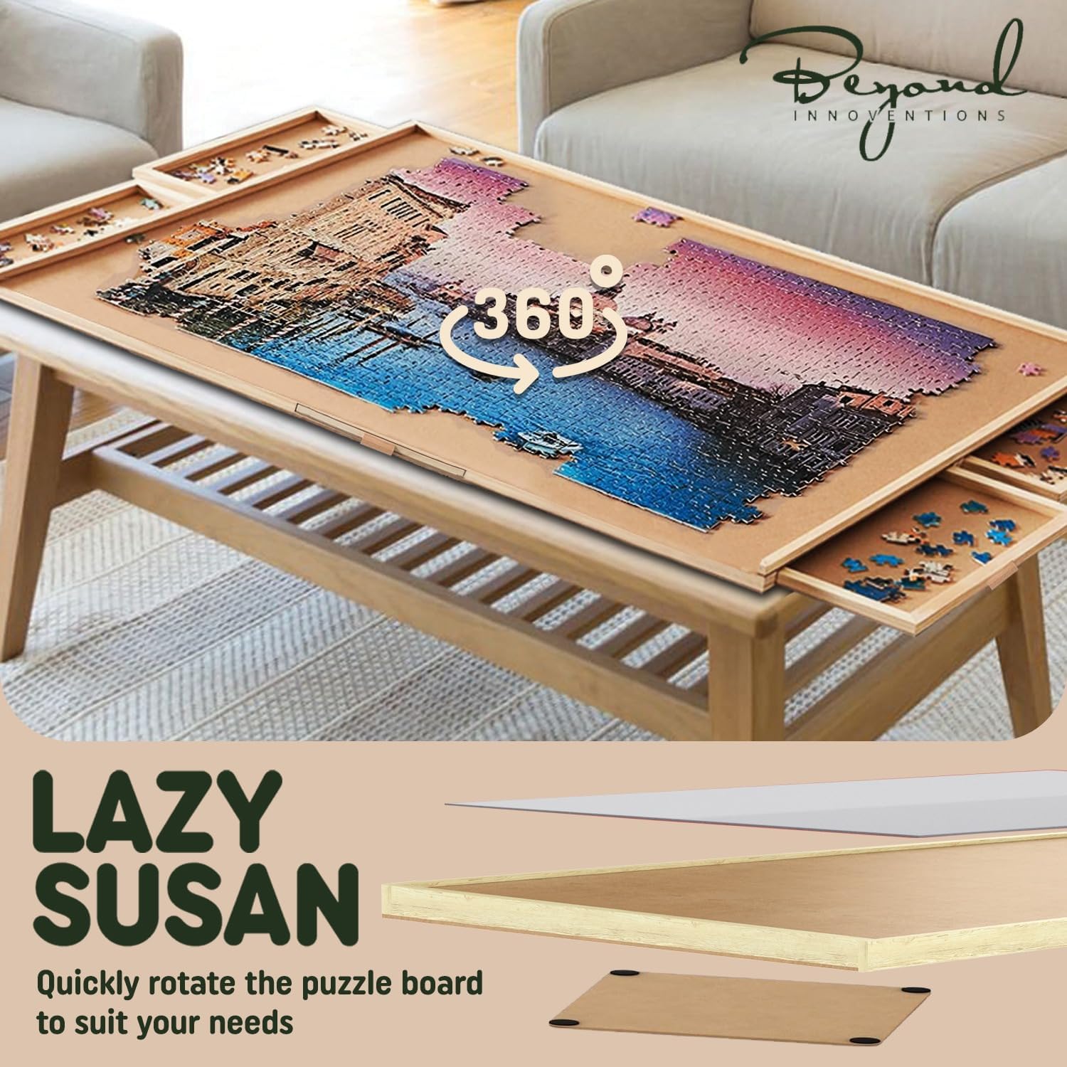 Detalle de 1500 Piece Wooden Jigsaw Puzzle Board 35×28" 🧩