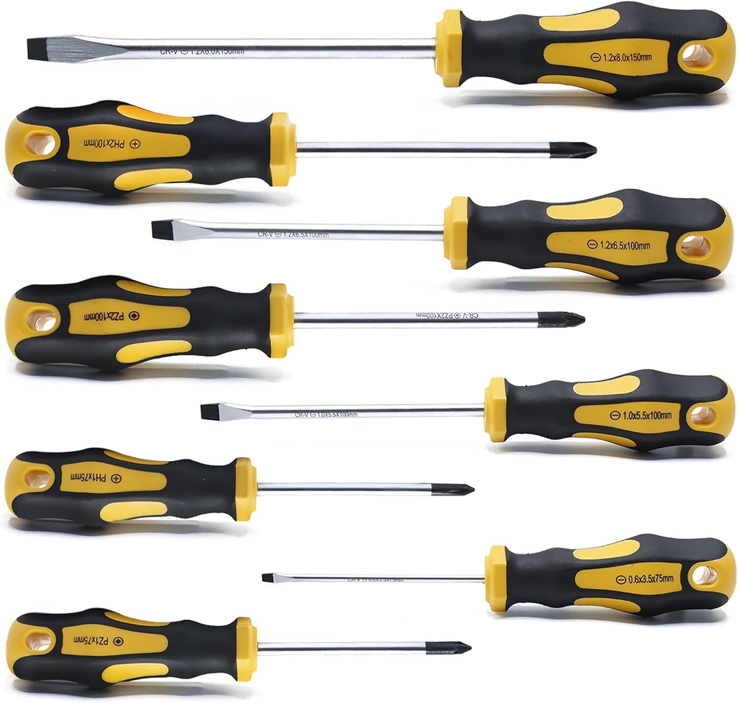 CCLIFE Set di 8 Cacciaviti Magnetici CR-V con astuccio: 4 testine piatte, 2 a croce e 2 Pozidriv