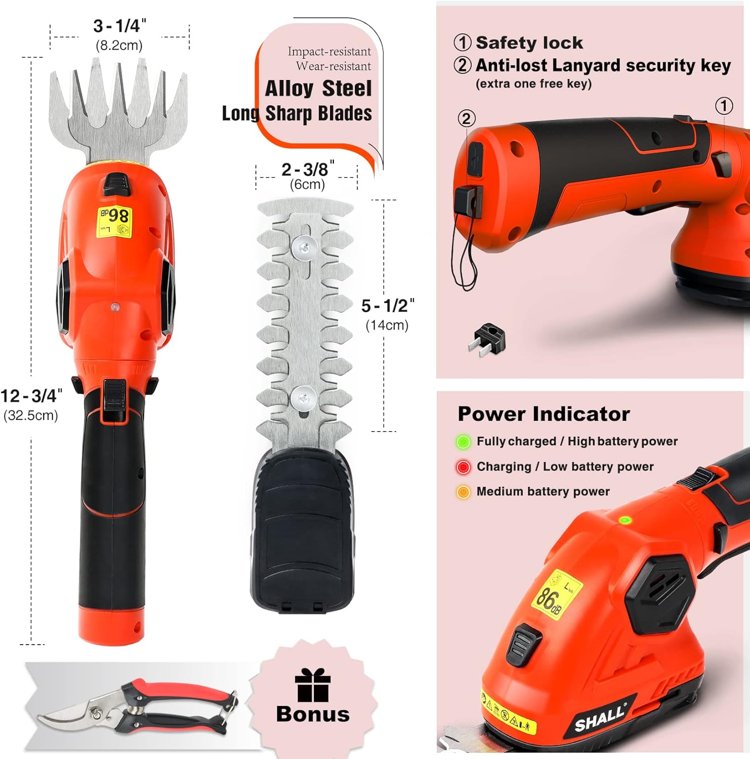 Thumbnail 5 de SHALL Cordless Grass Shear & Hedge Trimmer — 7.2V 2-in-1 Lightweight Garden Tool