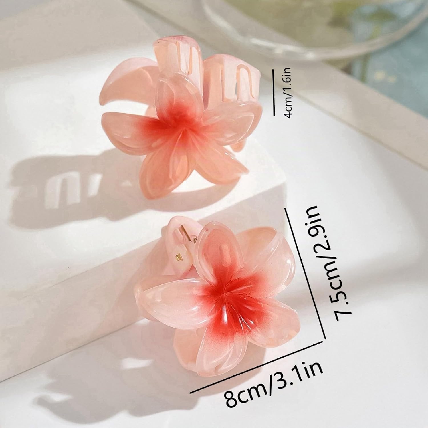 Detalle 2 de Aucuu: Confezione da 8 fermagli per capelli a forma di fiore – clip antiscivolo in stile hawaiano