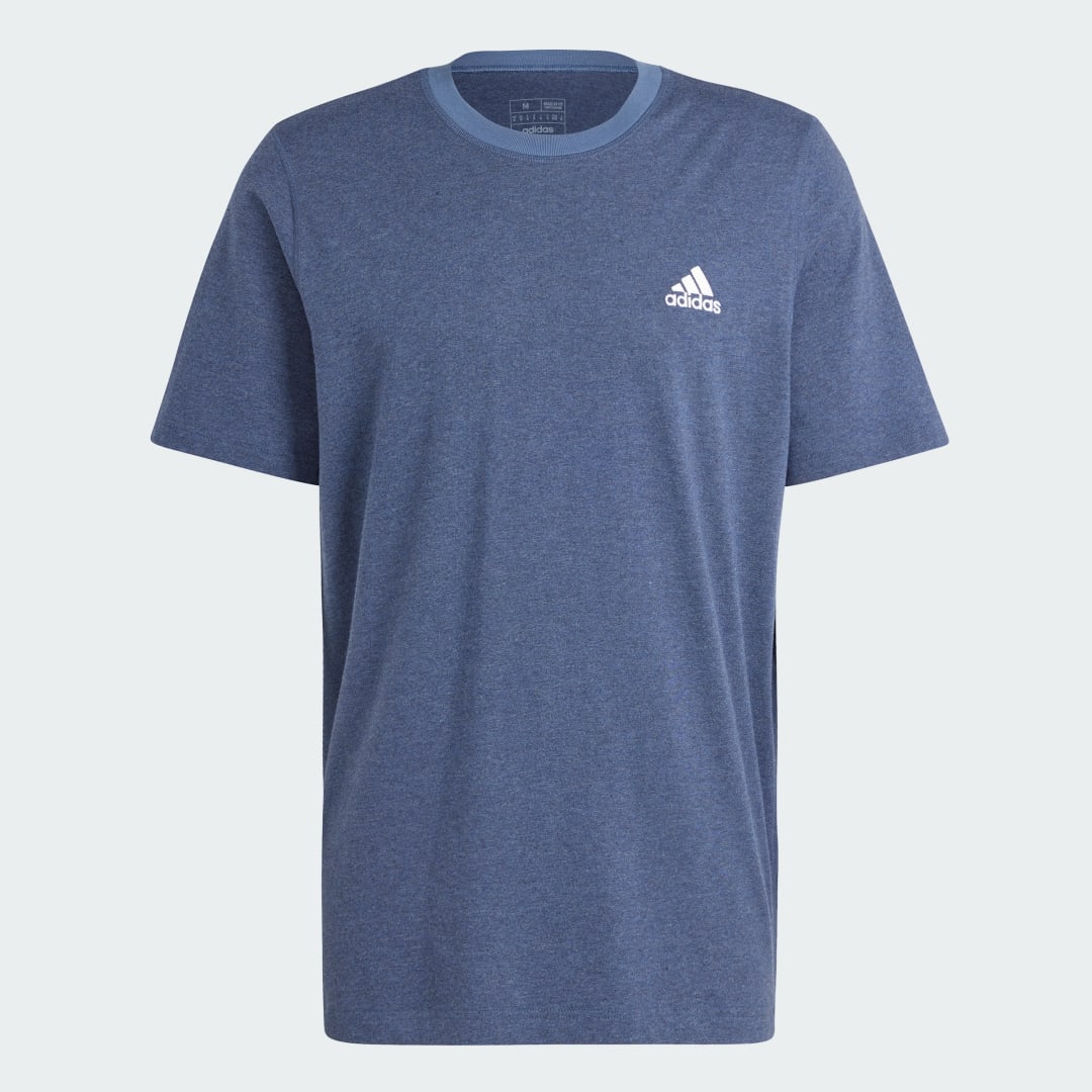 Detalle de Camiseta Seasonal Essentials Mélange de Adidas – Azul
