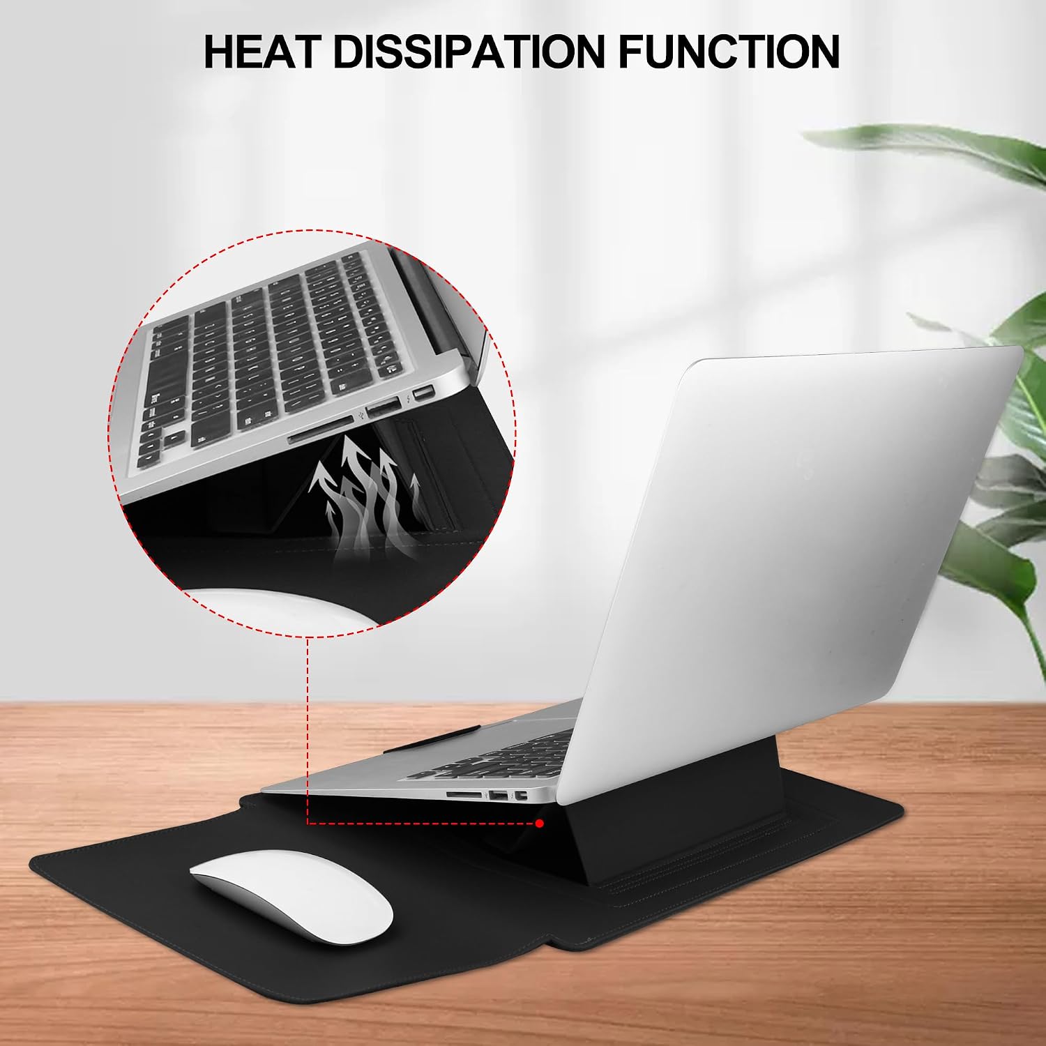 Detalle de HoYiXi 13.3''/13.6'' Laptop Sleeve Case with Leather, Stand & Mouse Mat — Ultra-Portable 3‑in‑1