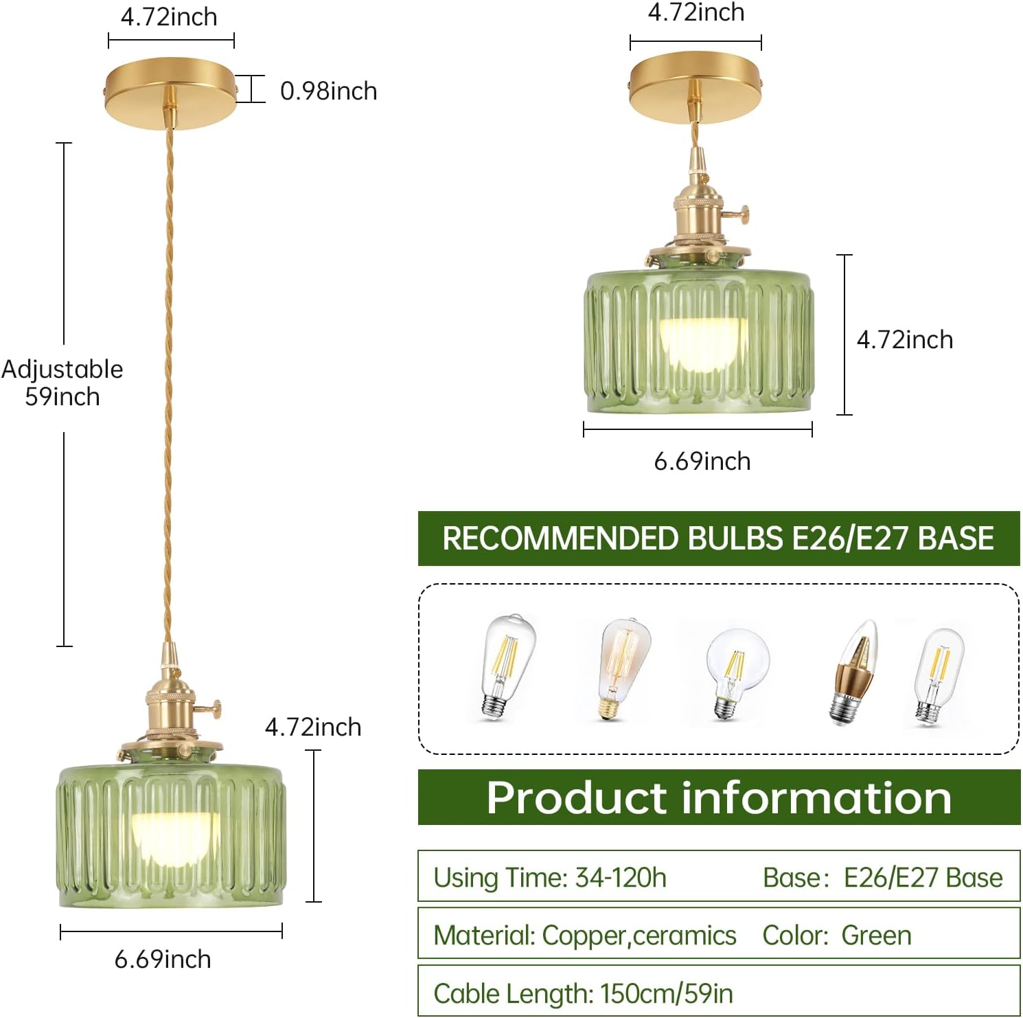 Detalle 2 de Shenmoyl Battery Operated Pendant Light 5000mAh – 2 Pack Wireless RGB/Color Temp Chandelier