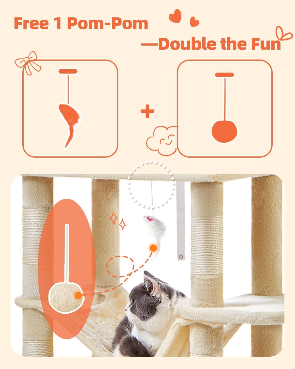 Detalle 2 de Taoqimiao Cat Tree, 67-Inch