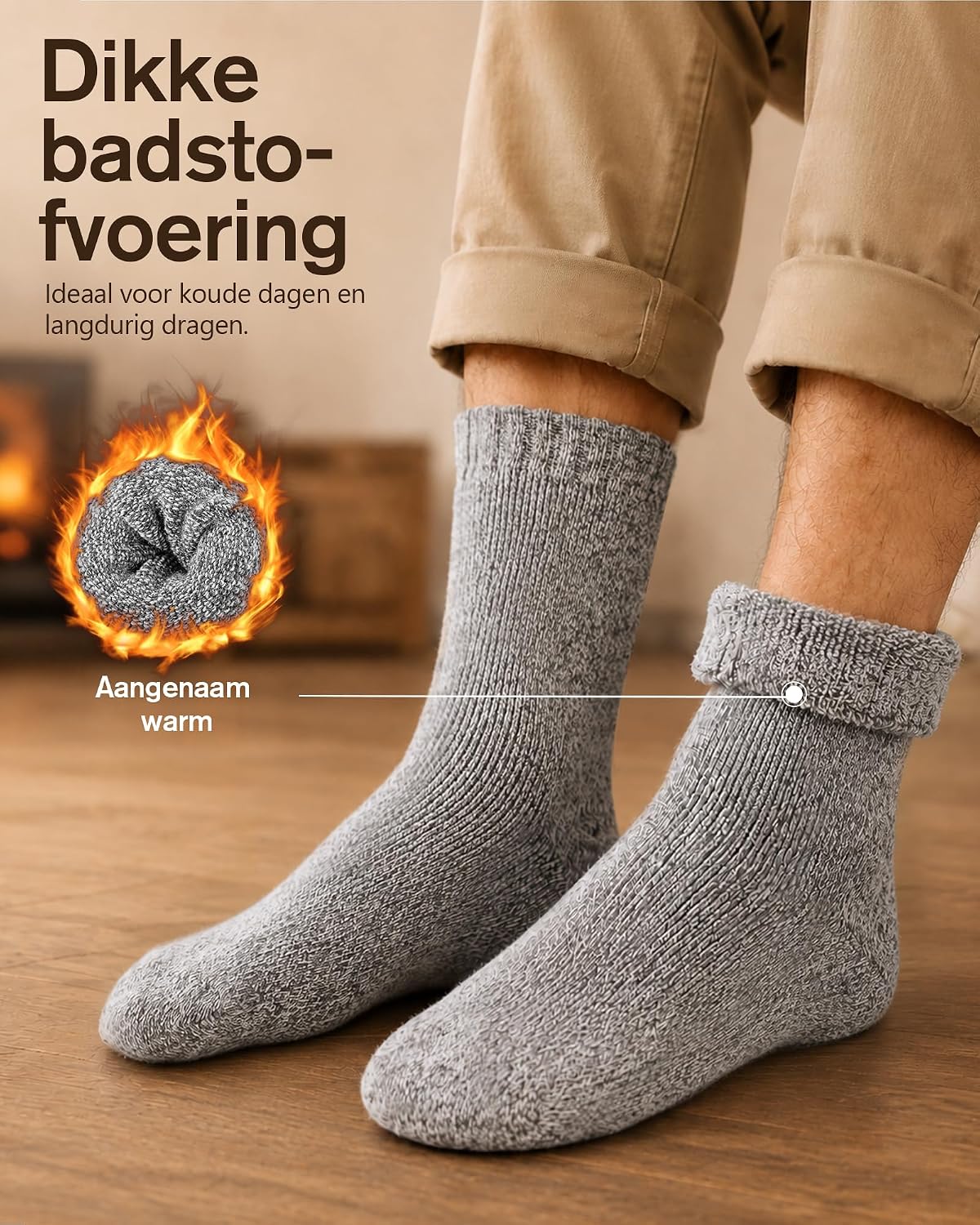 Detalle 2 de SockWaddles thermosokken heren, 5 paar met dikke badstof binnenkant