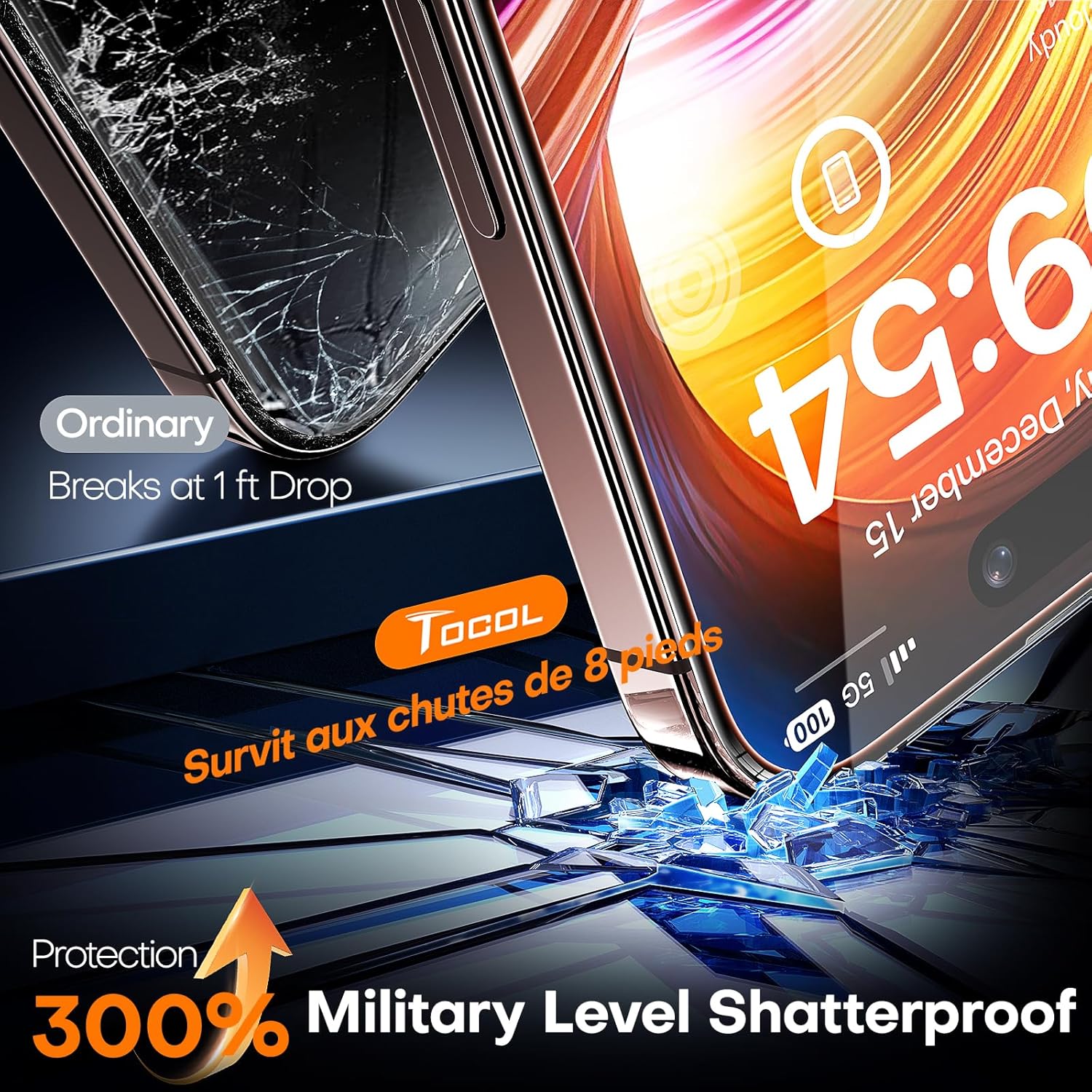 Thumbnail 4 de TOCOL 9H Tempered Glass Screen Protector for iPhone 16 Pro Max (Full Coverage, Military-Grade)