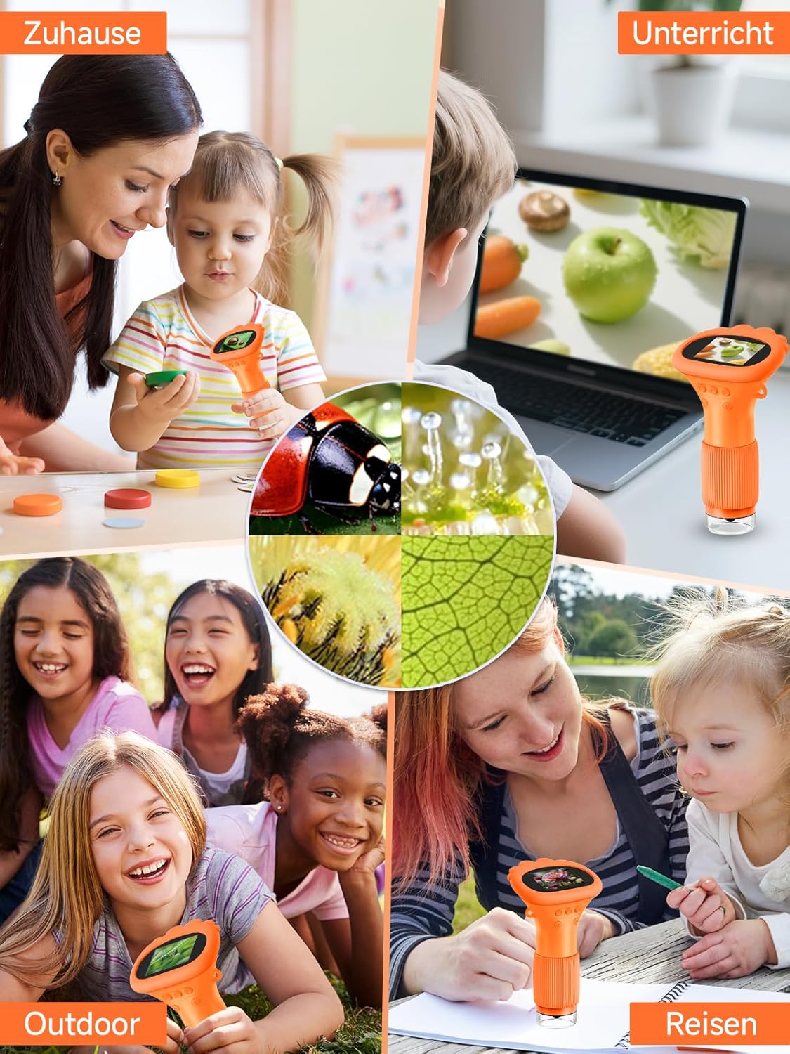 Thumbnail 6 de Acoath Kinder-Mikroskop: Digitales Taschenmikroskop mit 2-Zoll IPS-Display, 200× Vergrößerung, 8 LED-Lichtern