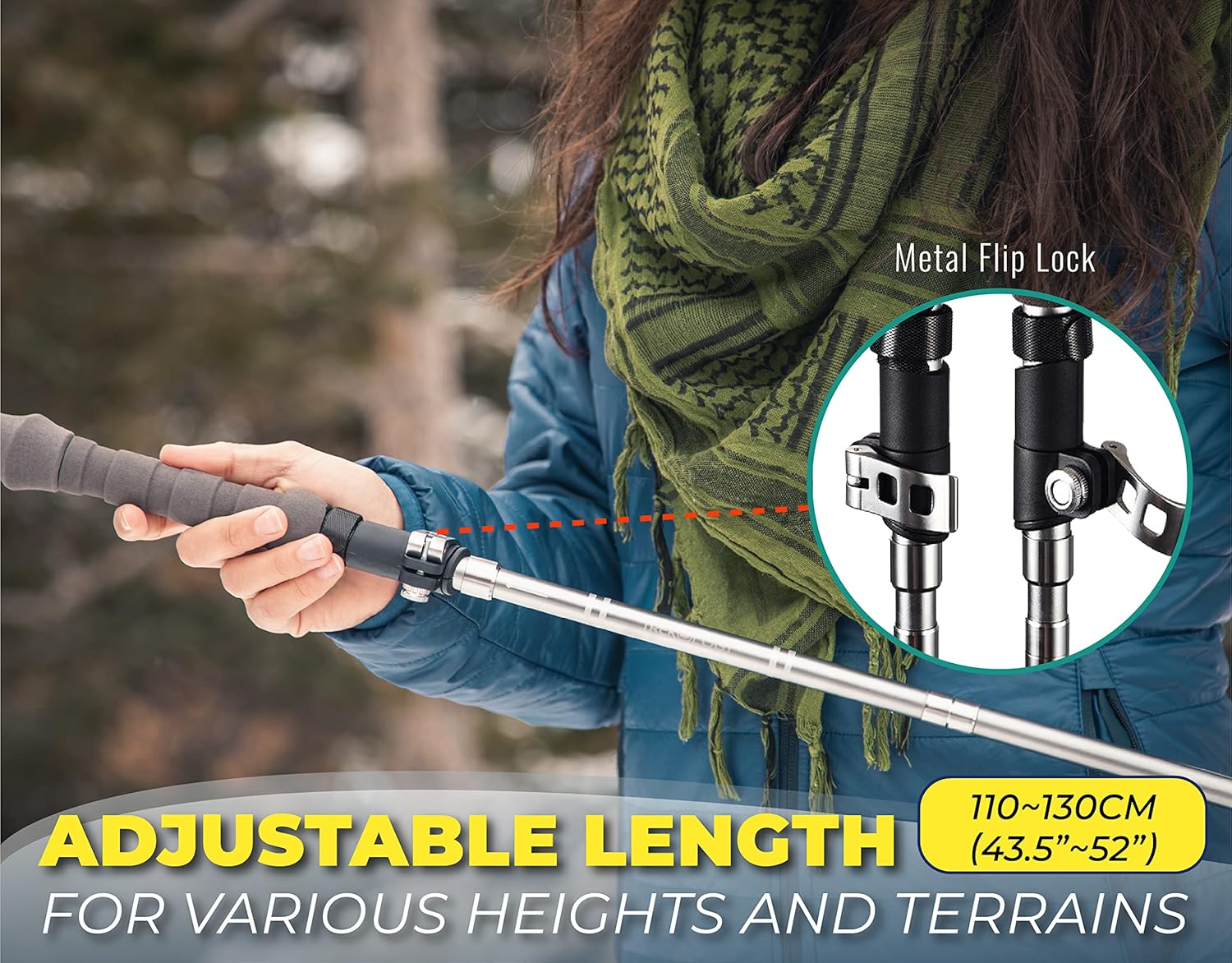 Detalle de TREKOLOGY Trek-Z Cork Grip Trekking Poles – Lightweight Folding Hiking Poles