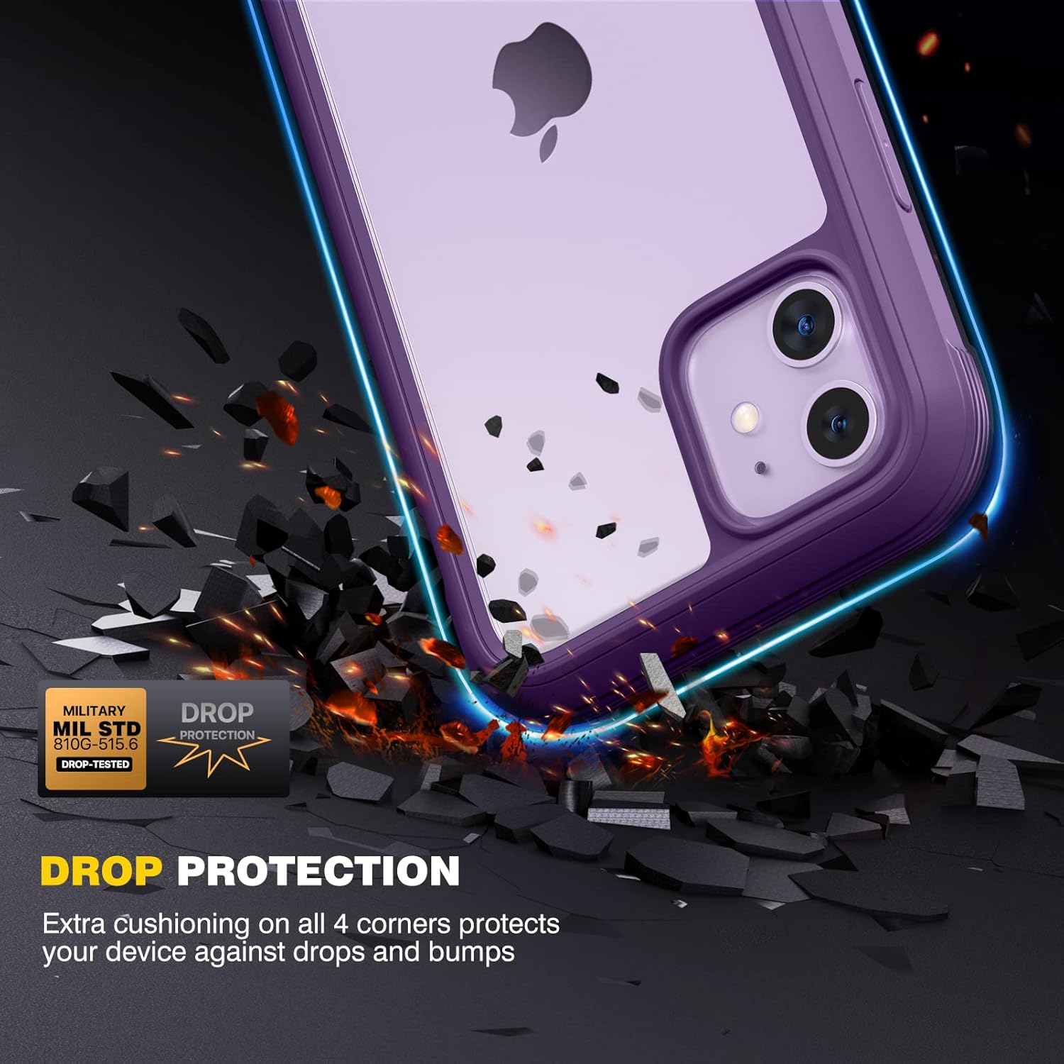 Detalle de Diaclara 360° Full Body Case with Built-in Screen Protector for iPhone 11 6.1 inch – Clear with Purple Accent