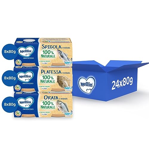 Detalle de Mellin Omogeneizzati Mix Gusti Pesce con Verdure 12x80g – 100% Naturale