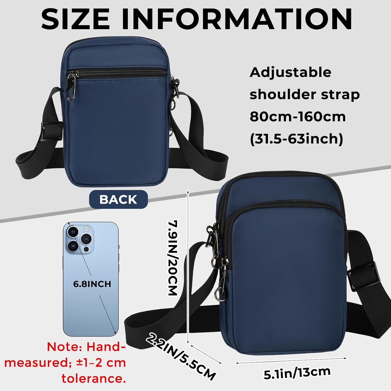 Thumbnail 6 de Tibroni petit sac à bandoulière antivol avec RFID et fermeture éclair