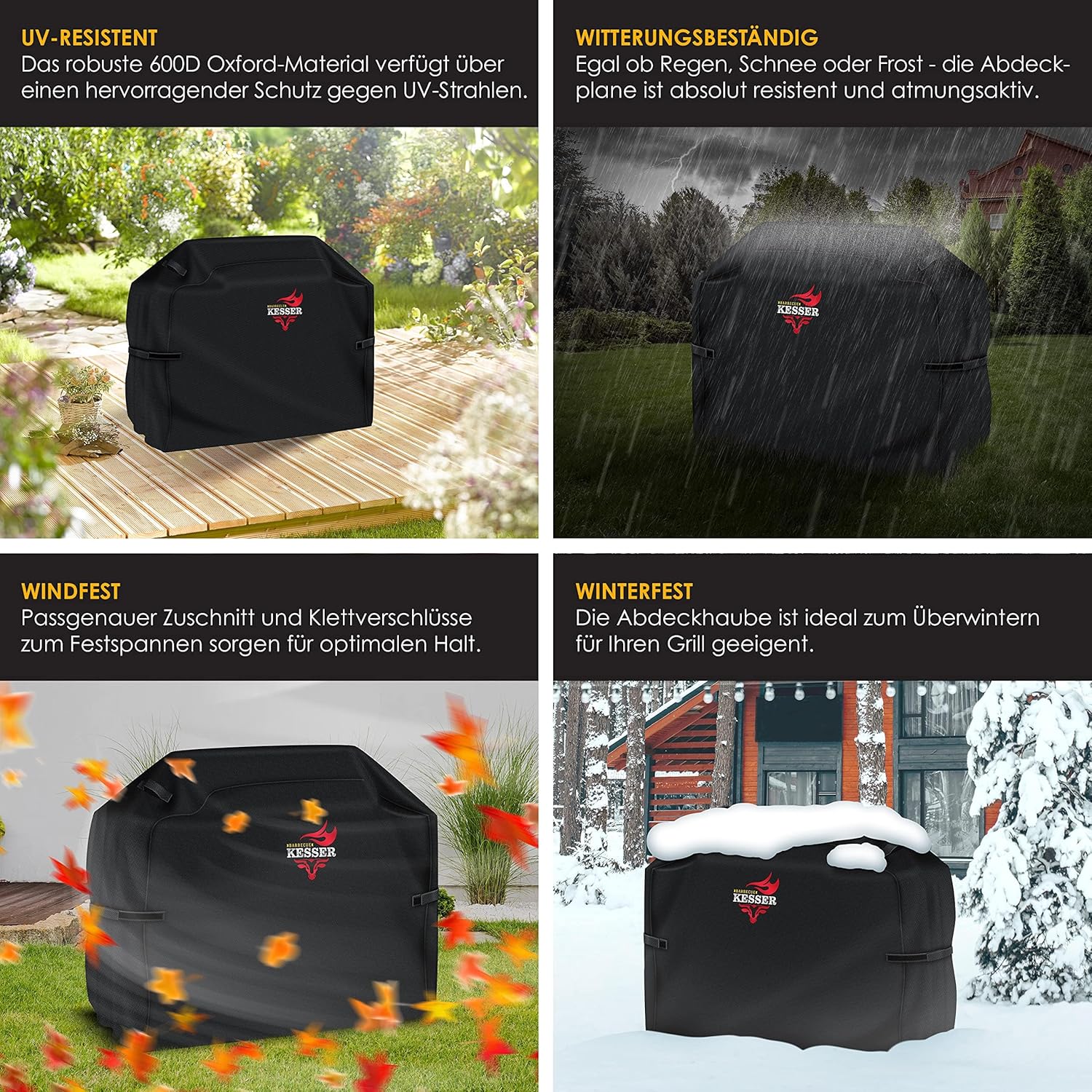 Thumbnail 2 de KESSER Grillabdeckung Wetterfest 76x66x109 cm – 600D Oxford Gewebe, wasserdicht und UV-beständig