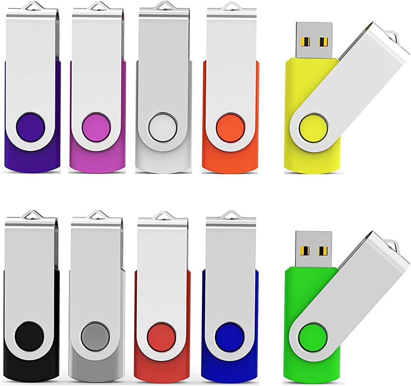 Aiibe 32GB USB 2.0 Flash Drive 10-Pack (Mix Colors)