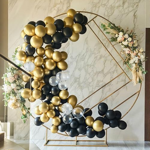 Thumbnail 4 de 50 Globos Negros y Dorados de 30 cm con confeti y cinta – WQDD STANPET